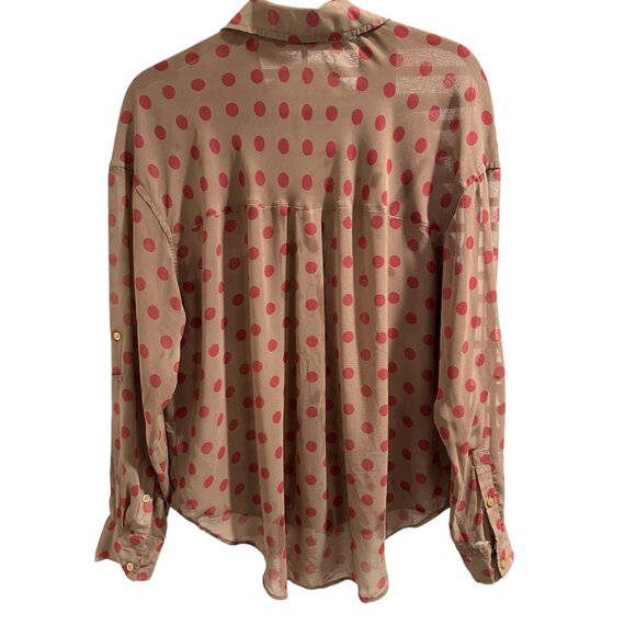 π 2/$30 π Free People Sheer Polka Dot Button-Up Blouse Size S - Picture 6 of 6